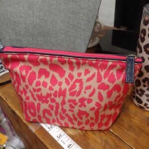 New: Pink & tan Leopard Makeup Bag With Zipper